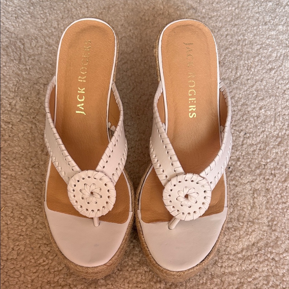 White Leather Wedge Sandals